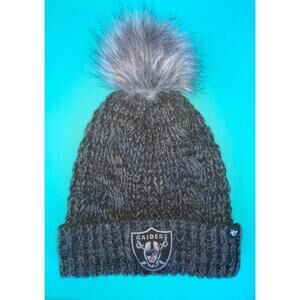NFL Raiders ‘47 Beannie with Pom Dark Gray
